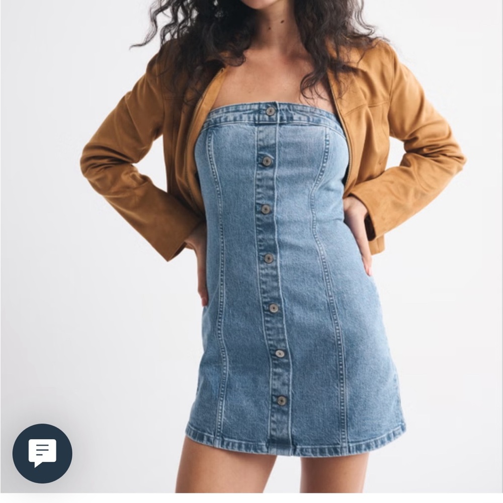 Abercrombie & Fitch Blue Strapless Dress denim